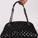 Chanel Medium Just Mademoiselle Bowling Bag Black Patent SHW