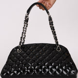 Chanel Medium Just Mademoiselle Bowling Bag Black Patent SHW