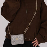 Chanel Mini Belt Bag on Chain Grey Caviar GHW