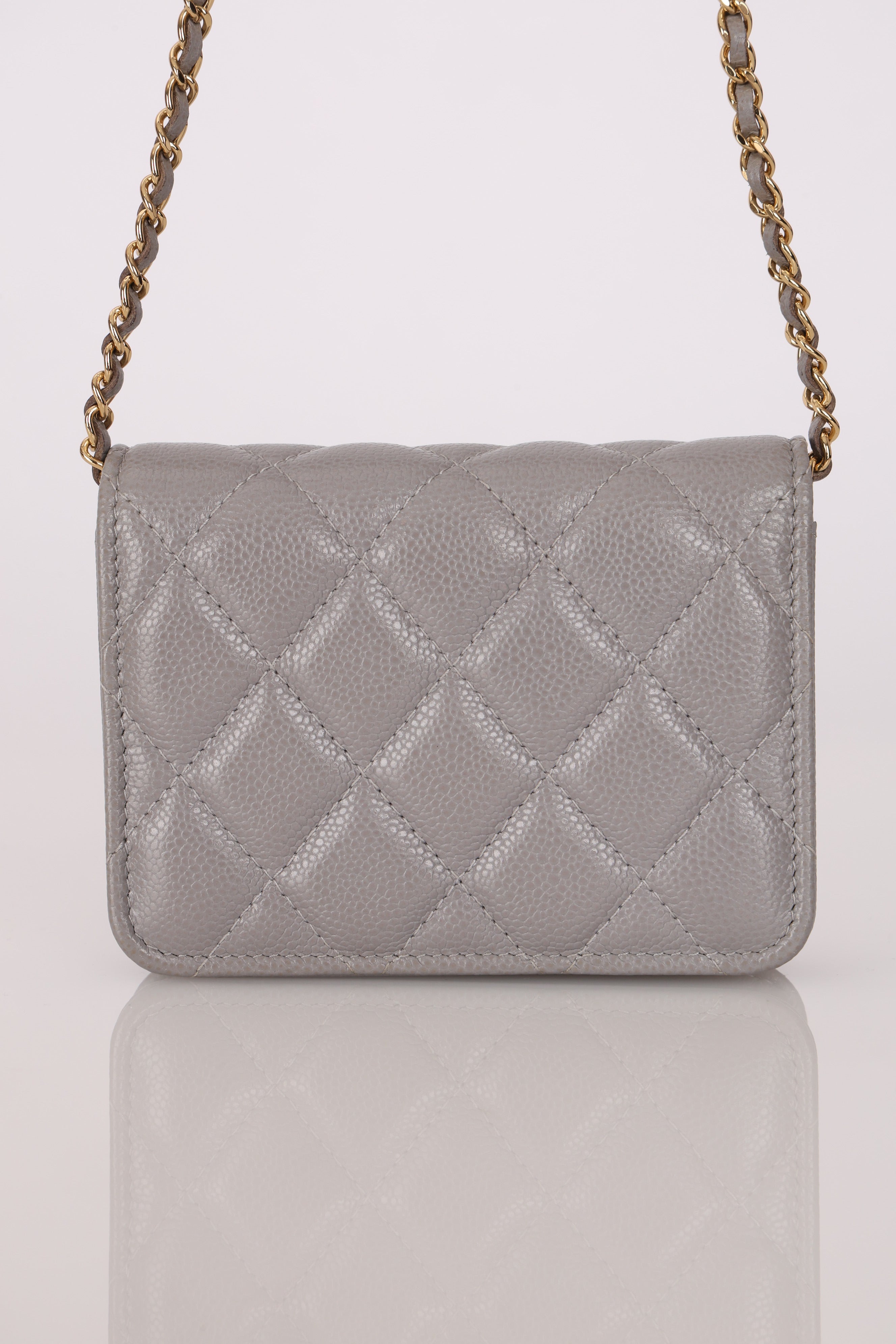 Chanel Mini Belt Bag on Chain Grey Caviar GHW