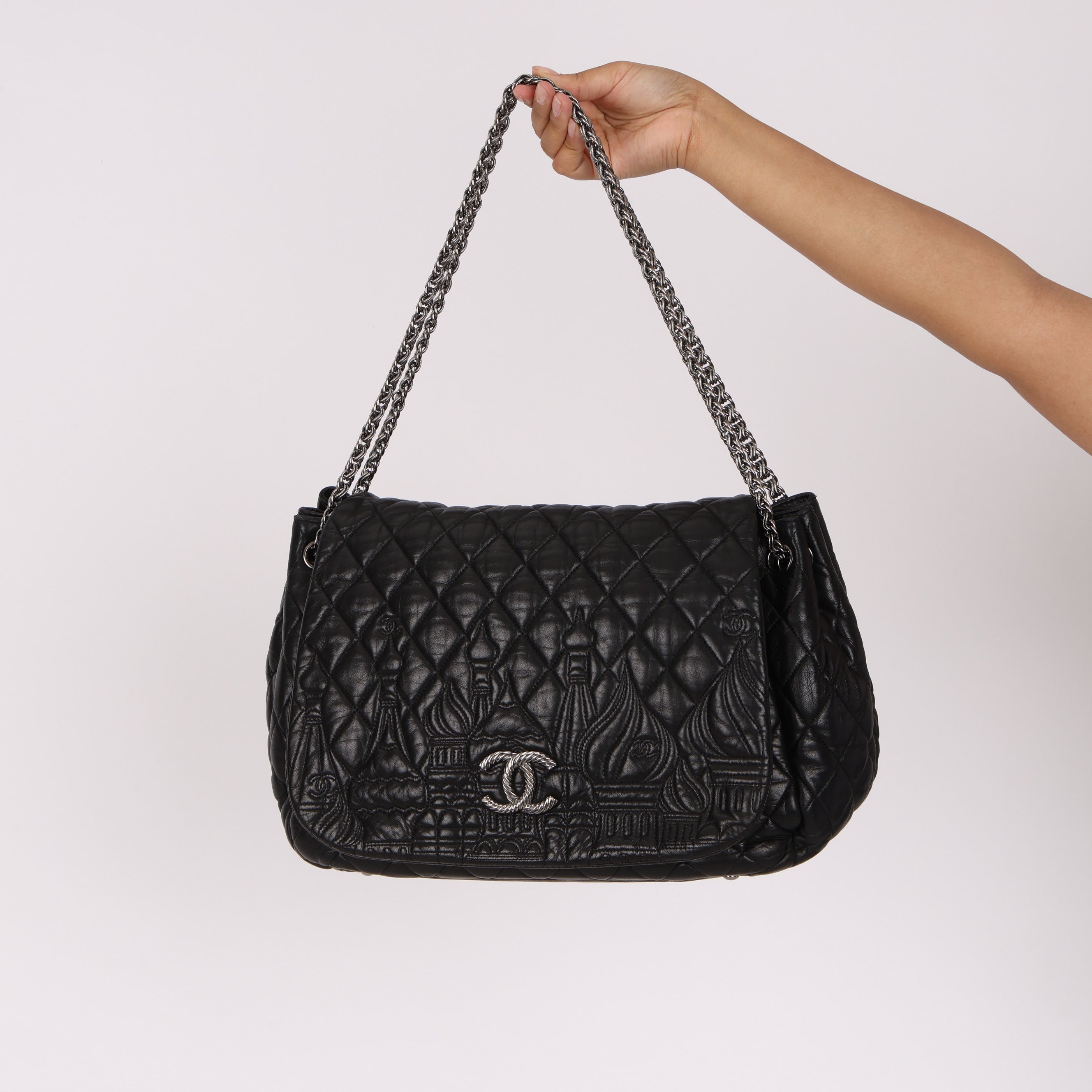 Chanel Jumbo Paris-Moscow Embossed Flap Black Calfskin RHW