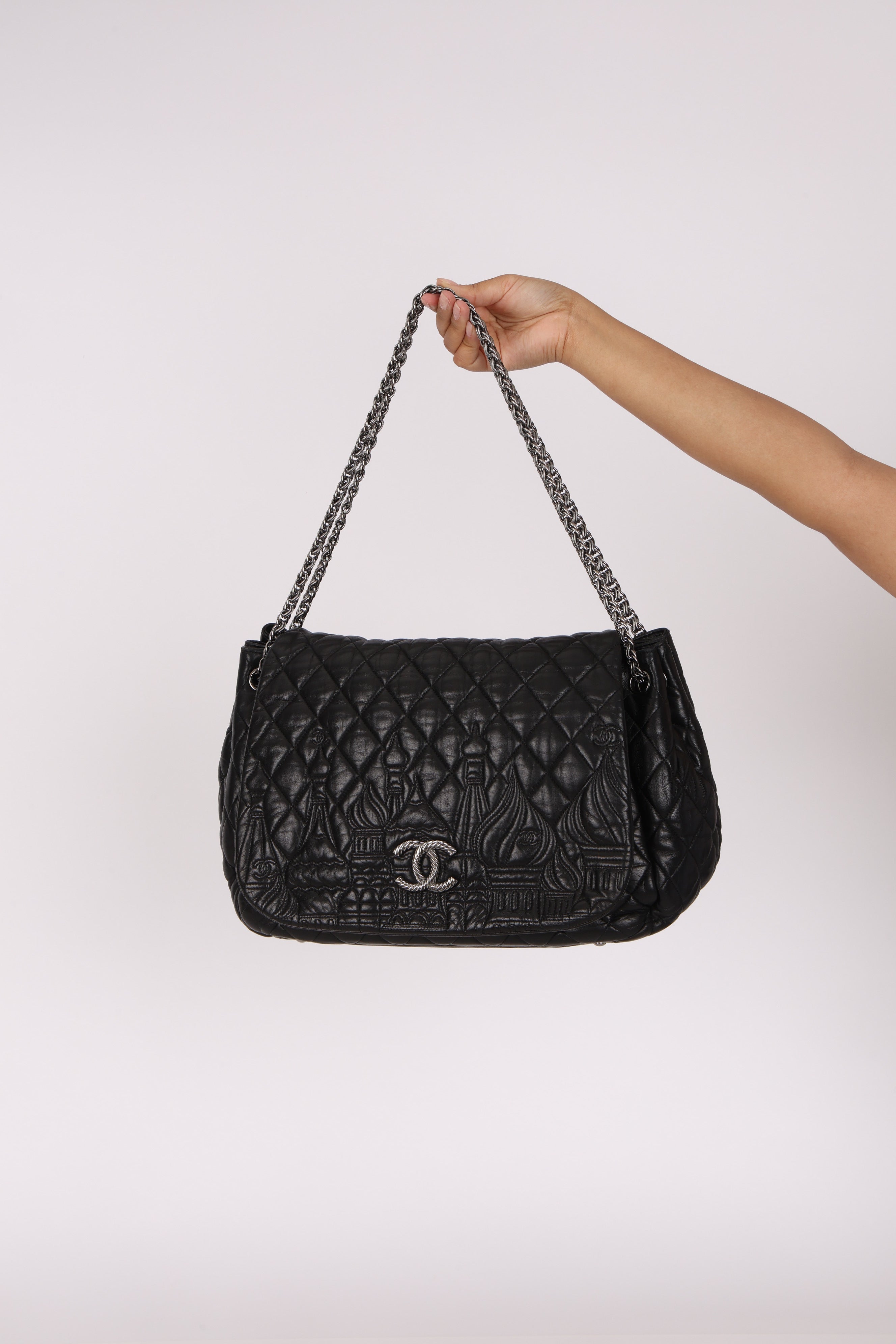 Chanel Jumbo Paris-Moscow Embossed Flap Black Calfskin RHW