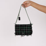 Chanel Robot Charm Wallet on Chain Black Multicolor Tweed SHW