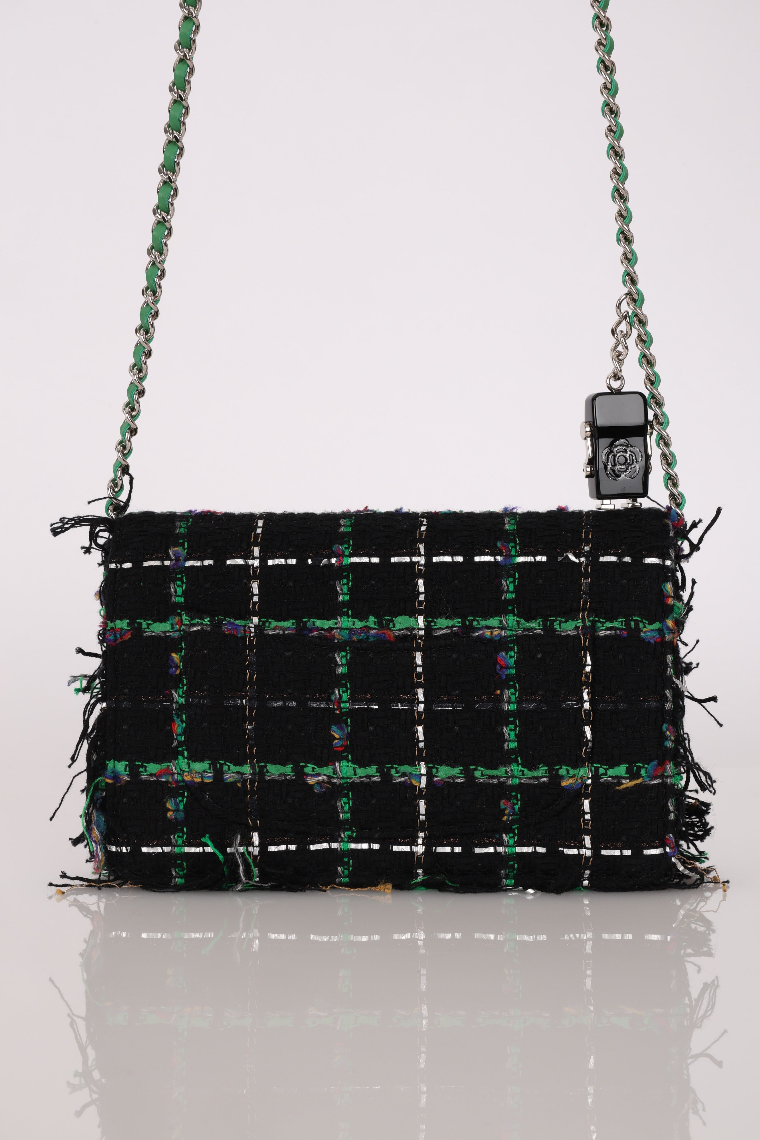 Chanel Robot Charm Wallet on Chain Black Multicolor Tweed SHW