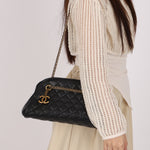Chanel Medium Just Mademoiselle Bowling Bag Black Lambskin AGHW