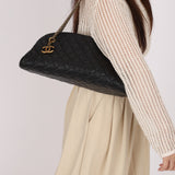 Chanel Medium Just Mademoiselle Bowling Bag Black Lambskin AGHW