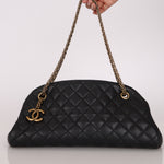 Chanel Medium Just Mademoiselle Bowling Bag Black Lambskin AGHW