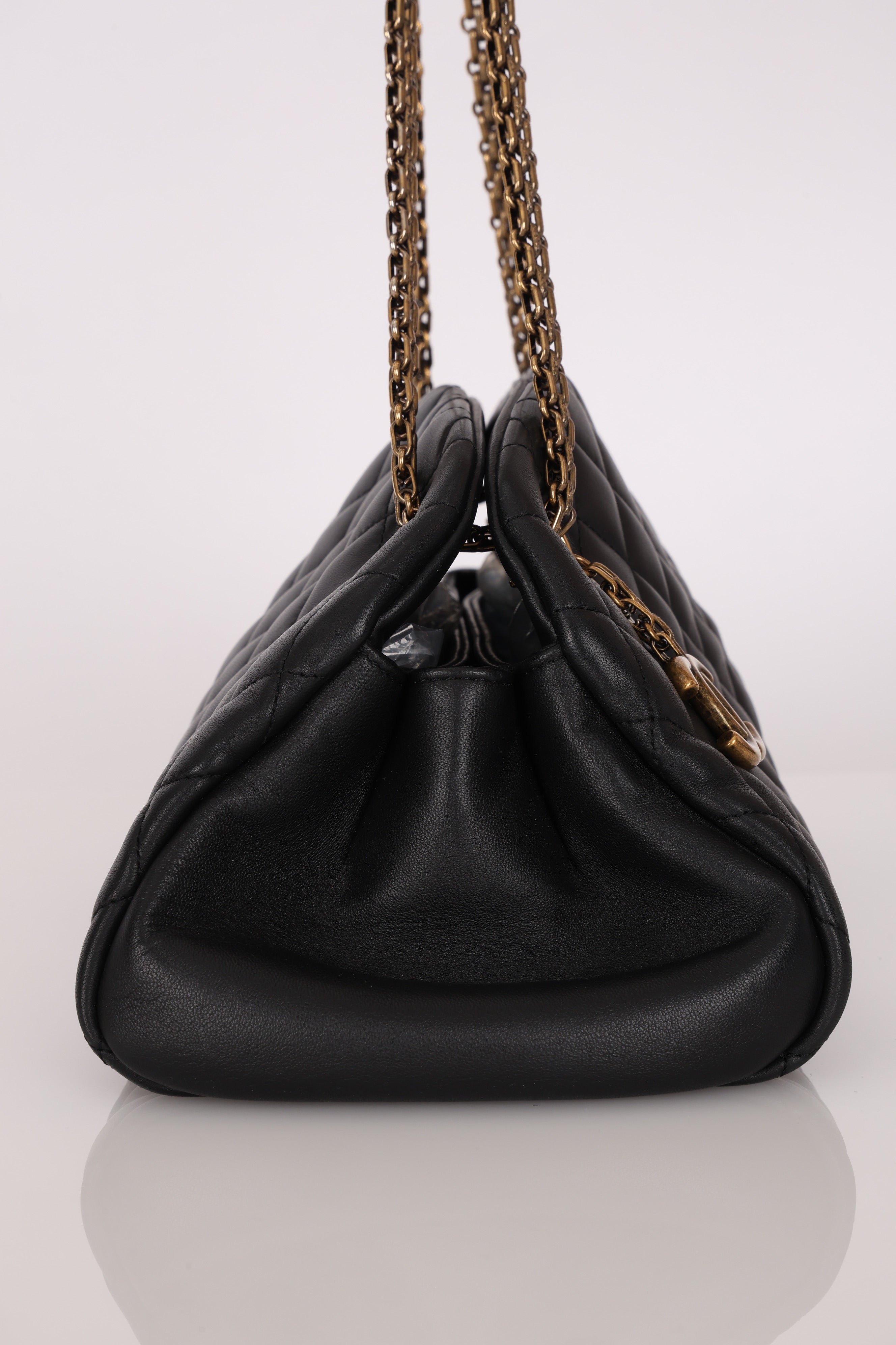 Chanel Medium Just Mademoiselle Bowling Bag Black Lambskin AGHW