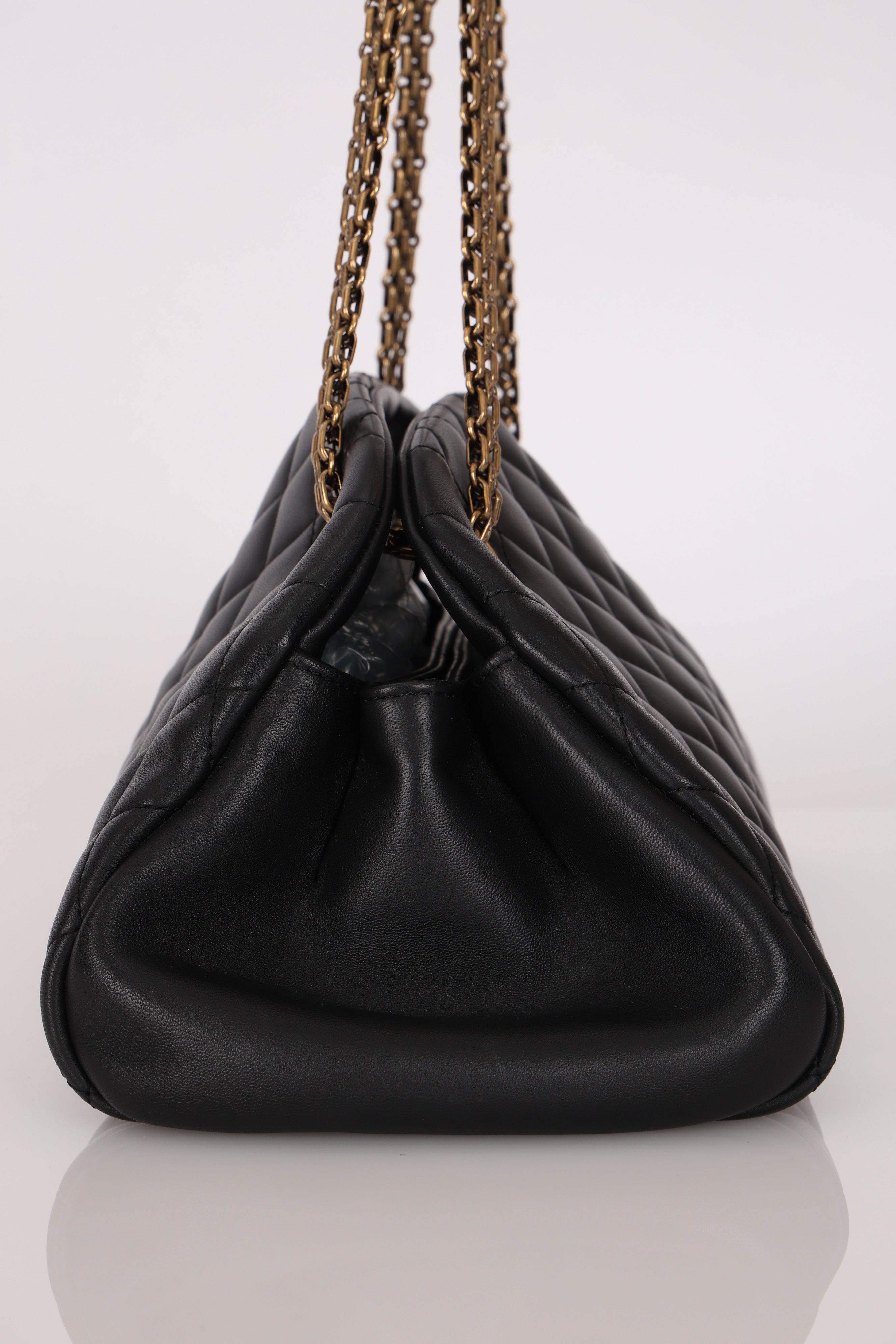 Chanel Medium Just Mademoiselle Bowling Bag Black Lambskin AGHW