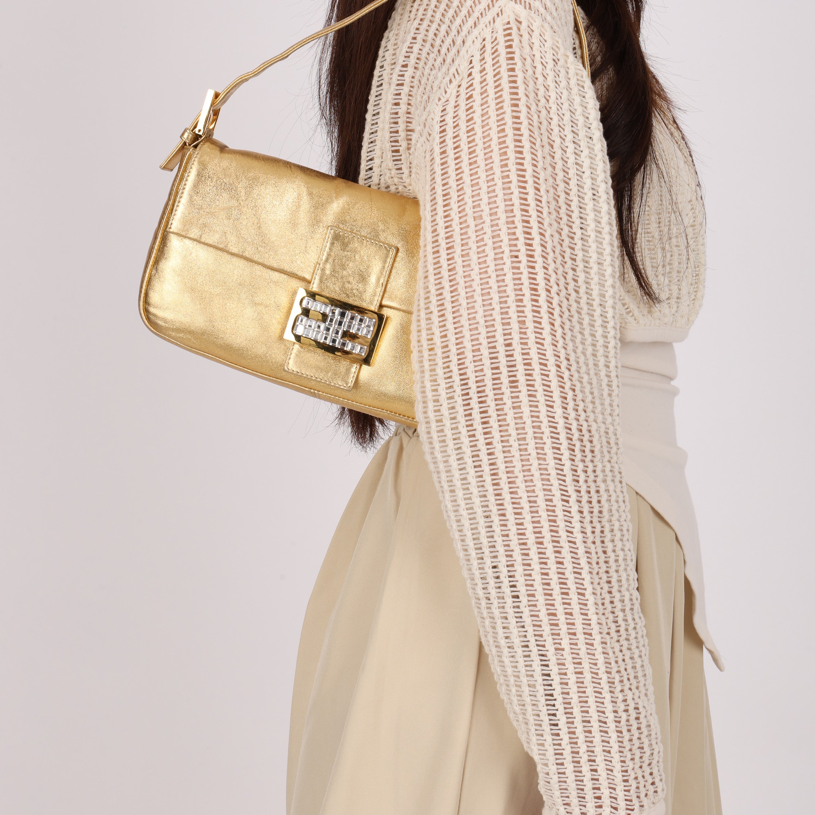 Fendi Baguette Metallic Gold GHW
