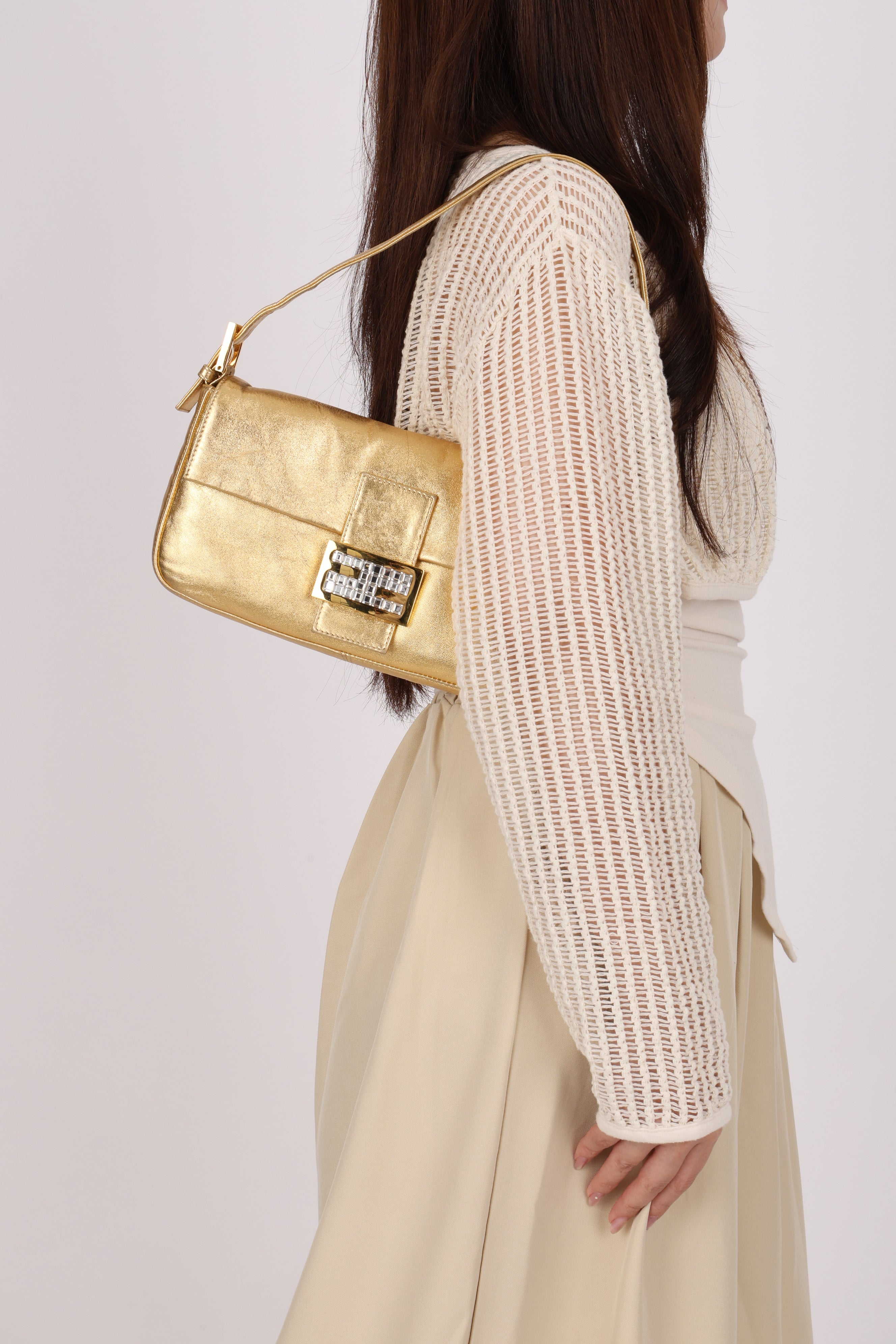 Fendi Baguette Metallic Gold GHW