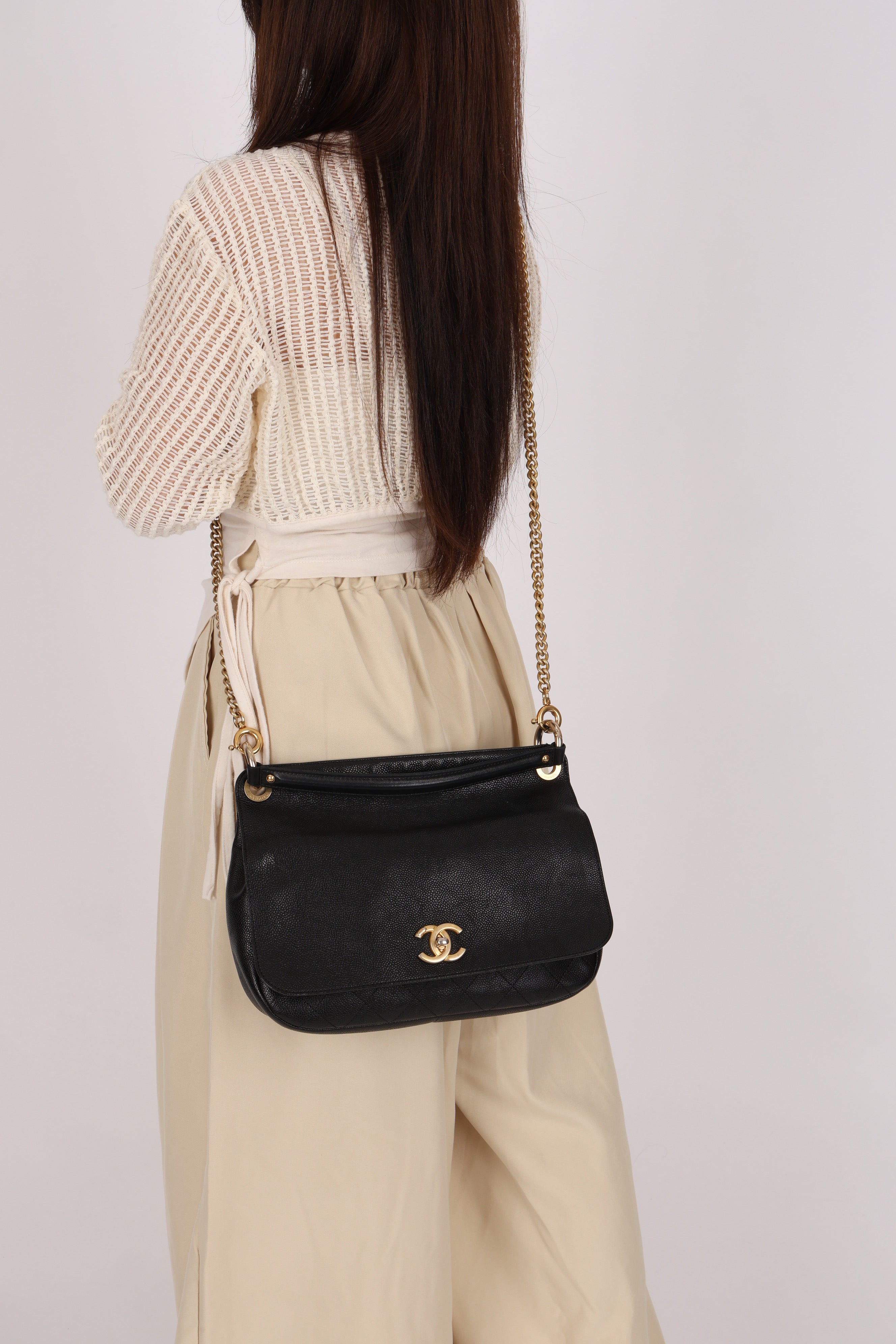 Chanel 2 Way Flap Black Caviar AGHW