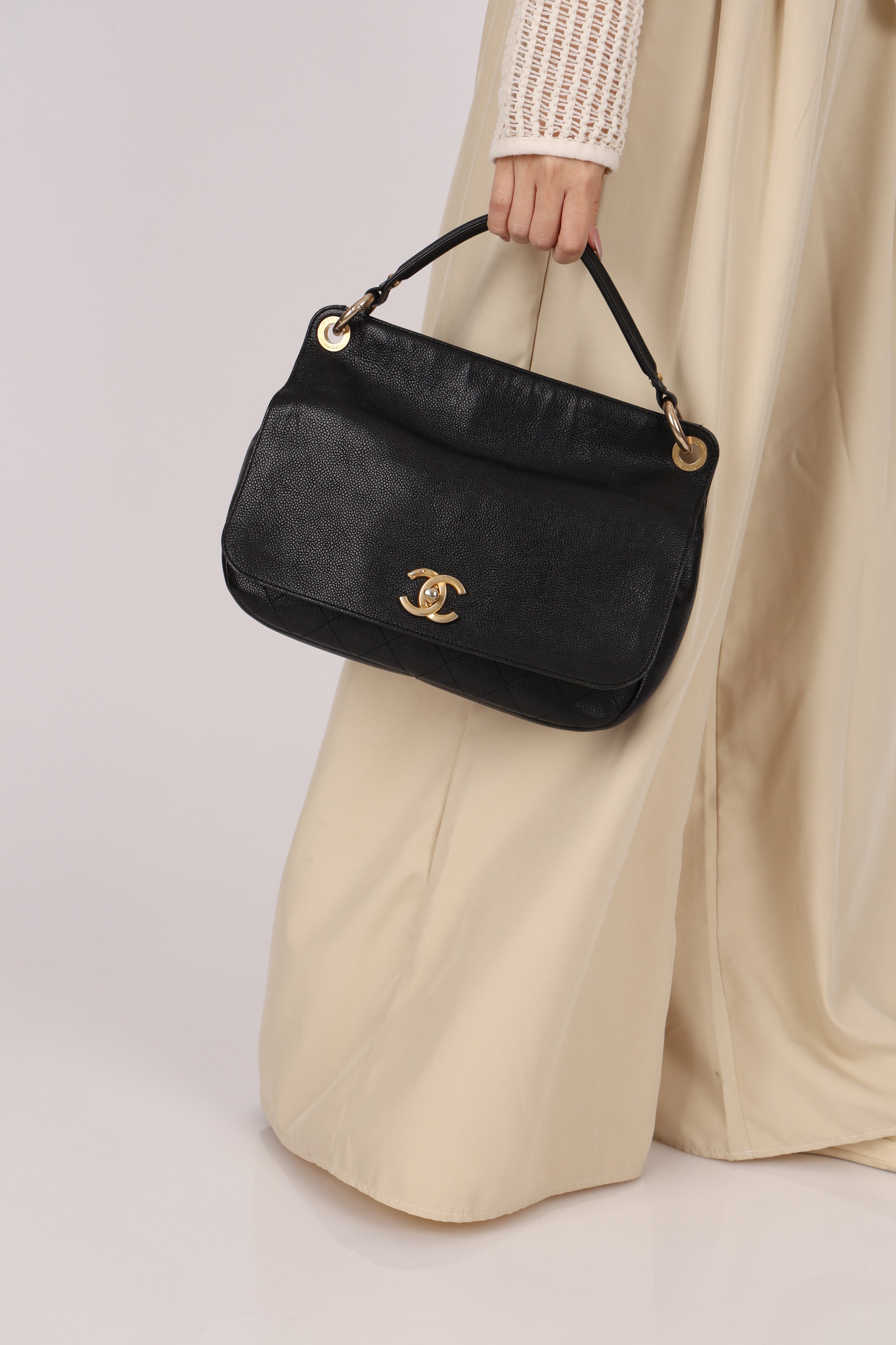 Chanel 2 Way Flap Black Caviar AGHW