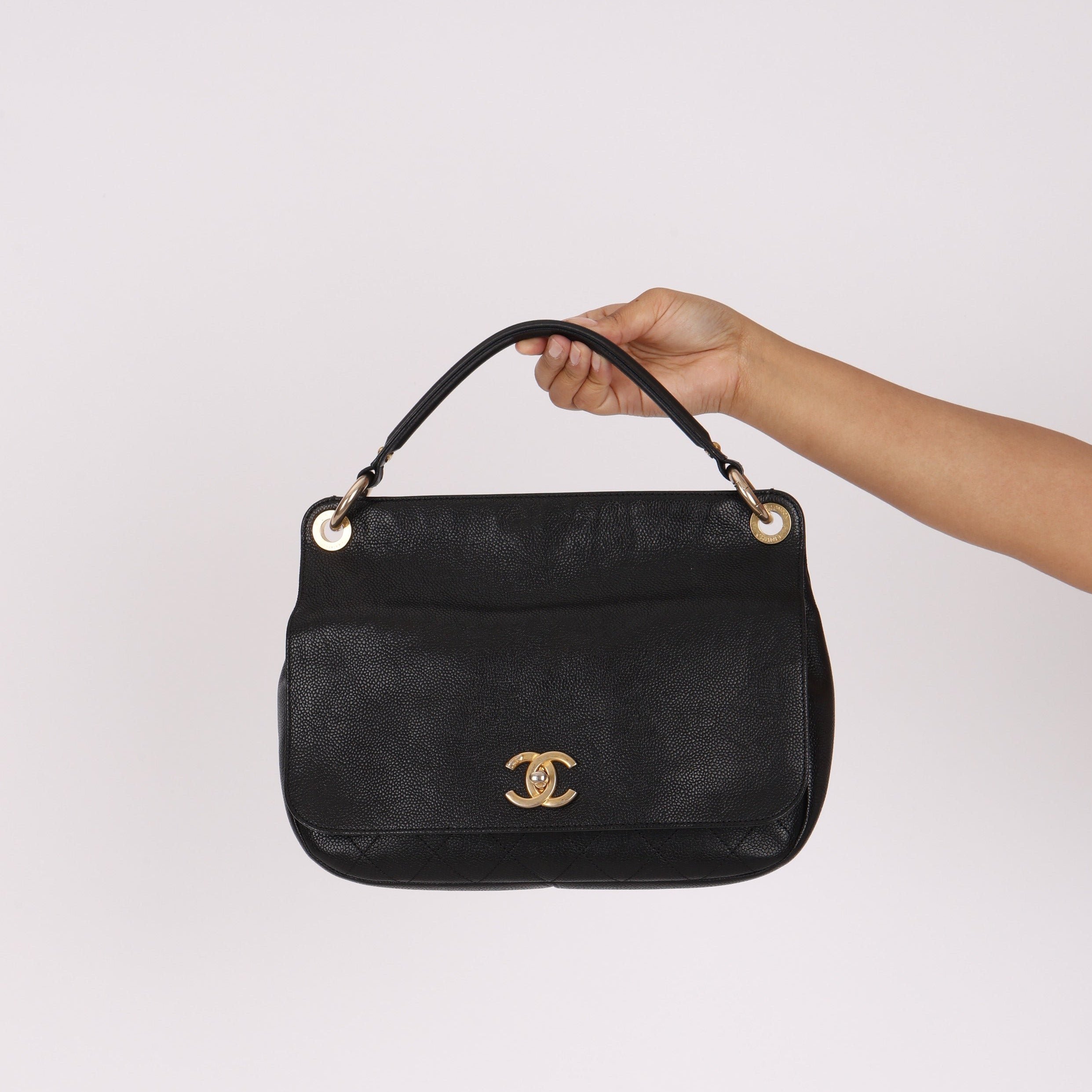 Chanel 2 Way Flap Black Caviar AGHW