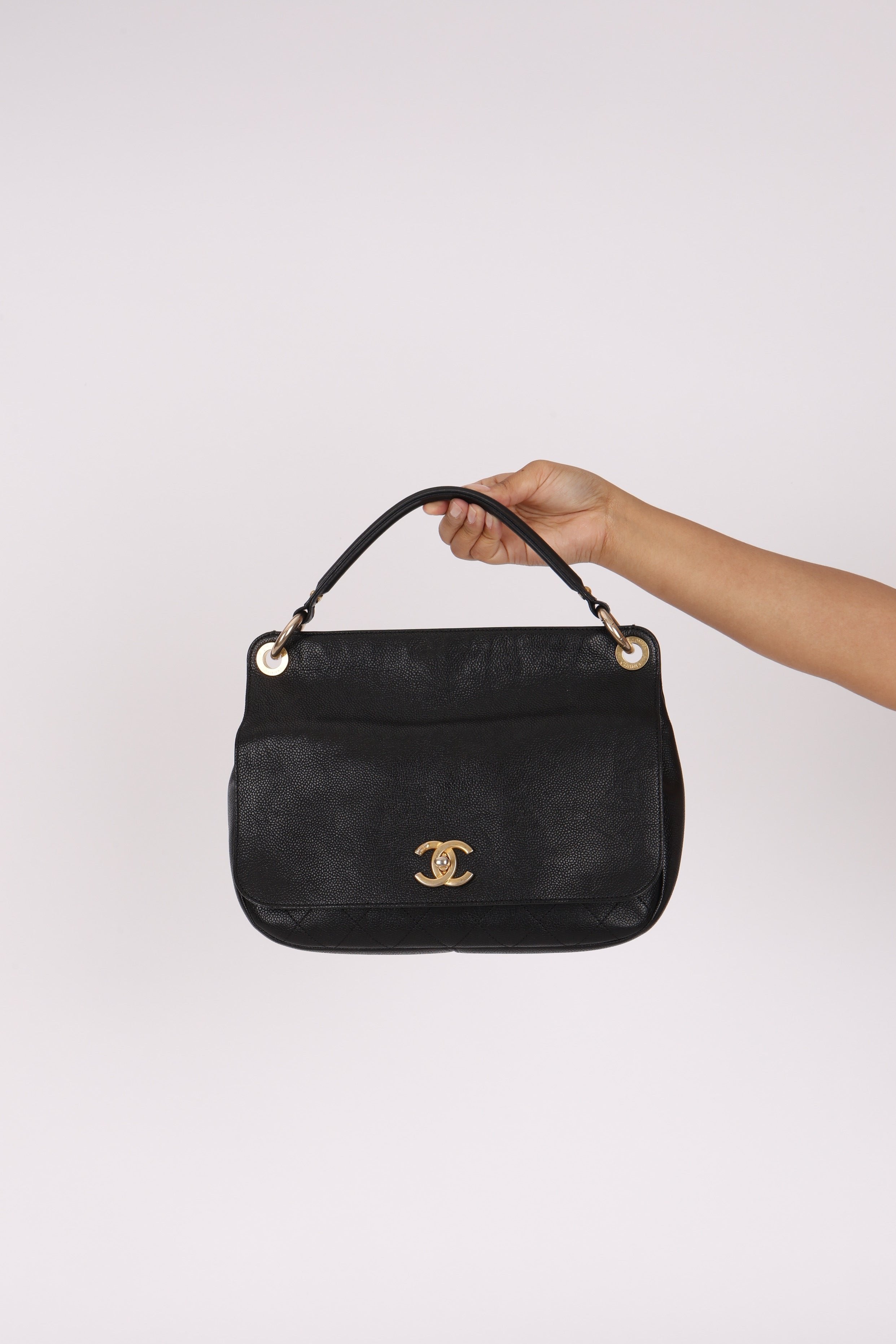 Chanel 2 Way Flap Black Caviar AGHW