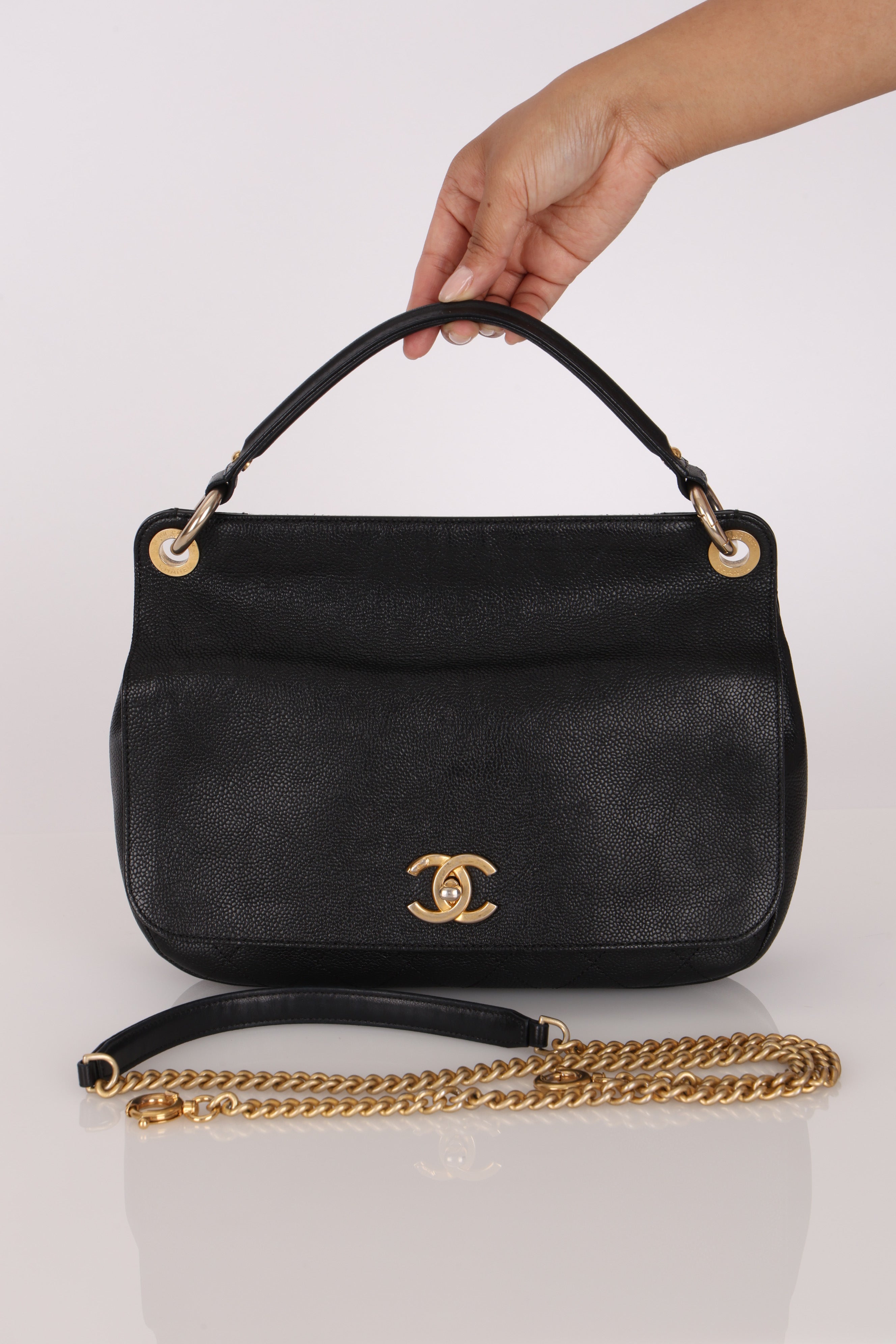 Chanel 2 Way Flap Black Caviar AGHW