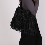 Prada Fringe Hobo Black Nappa