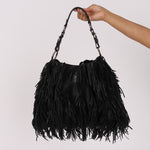 Prada Fringe Hobo Black Nappa