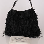 Prada Fringe Hobo Black Nappa