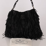 Prada Fringe Hobo Black Nappa