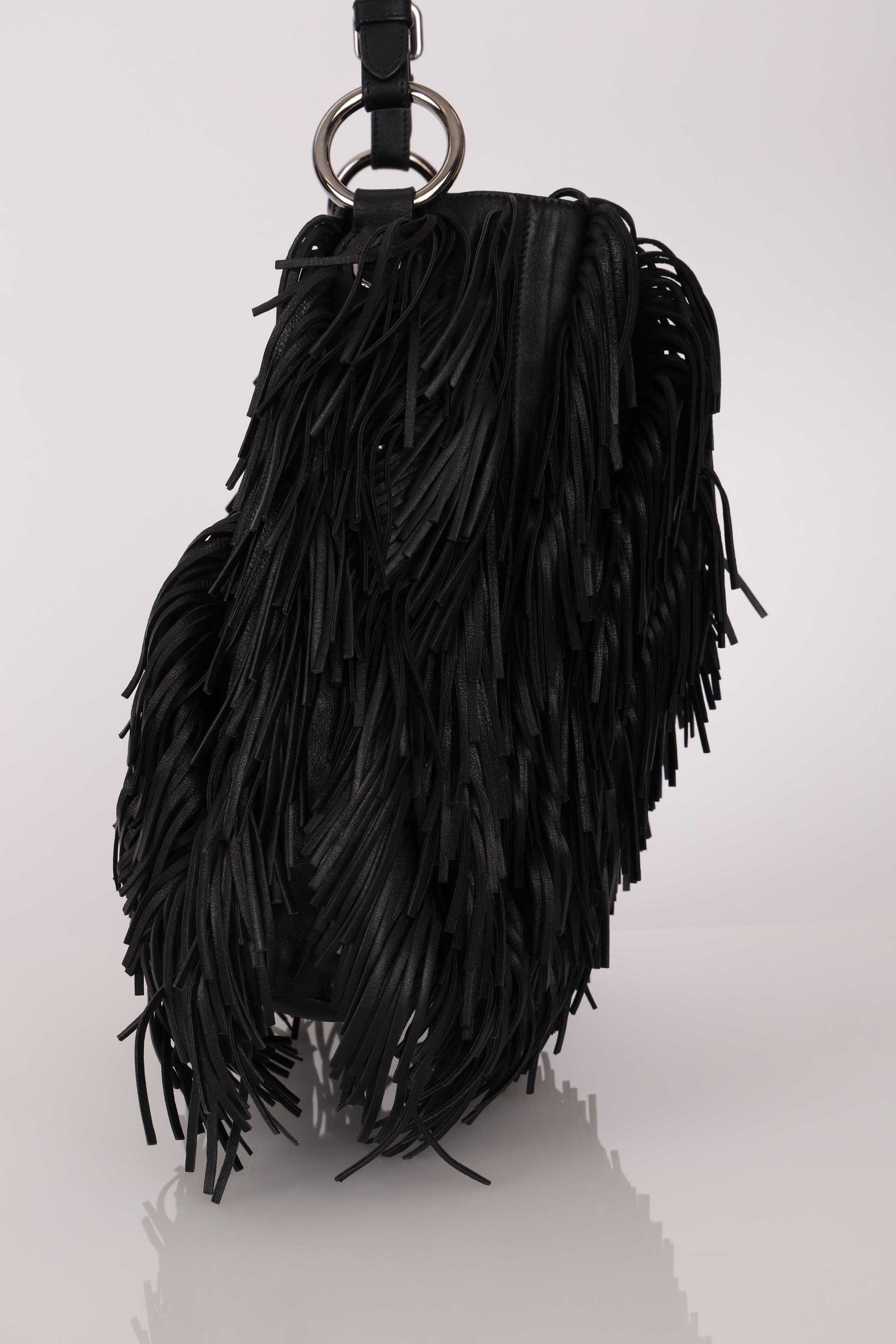 Prada Fringe Hobo Black Nappa