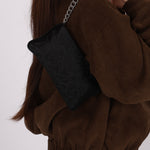 Chanel Camellia Pochette Black Satin SHW