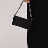 Chanel Camellia Pochette Black Satin SHW