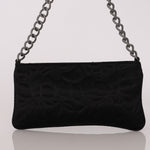 Chanel Camellia Pochette Black Satin SHW