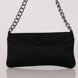Chanel Camellia Pochette Black Satin SHW