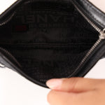 Chanel Camellia Pochette Black Satin SHW