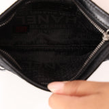 Chanel Camellia Pochette Black Satin SHW