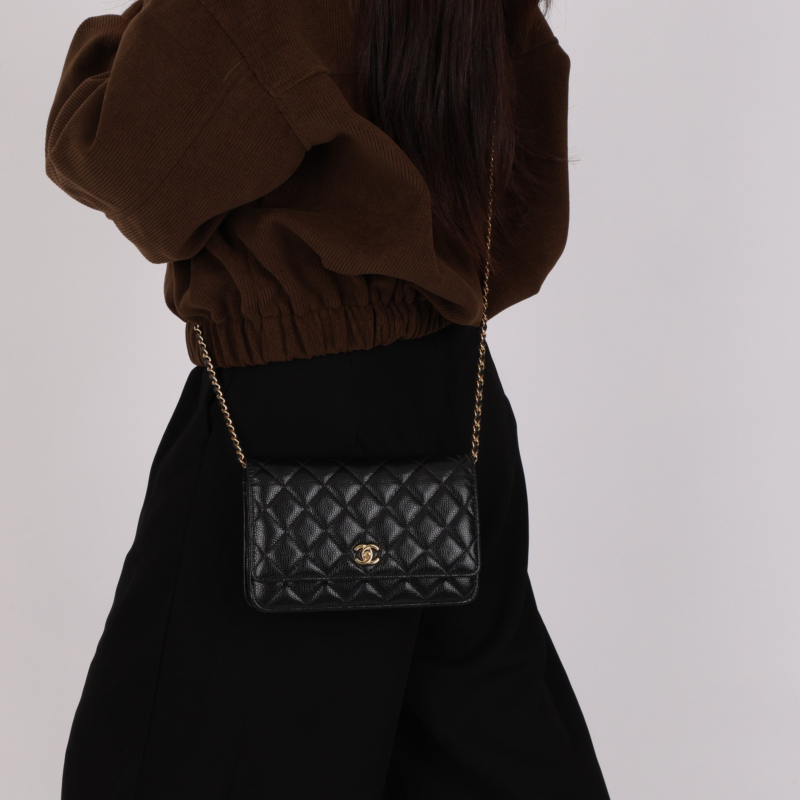 Chanel Turnlock Wallet on Chain Black Caviar GHW