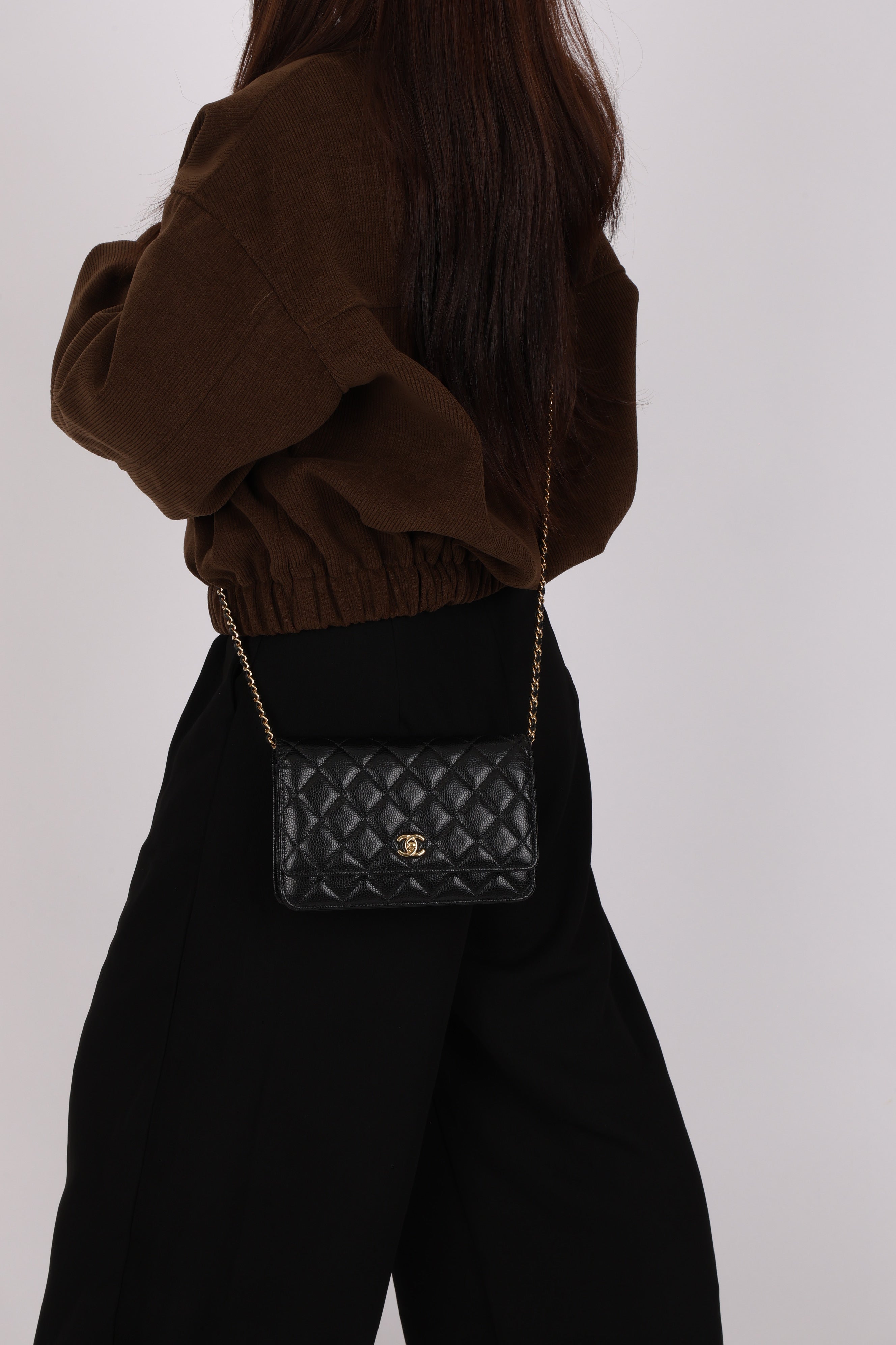 Chanel Turnlock Wallet on Chain Black Caviar GHW