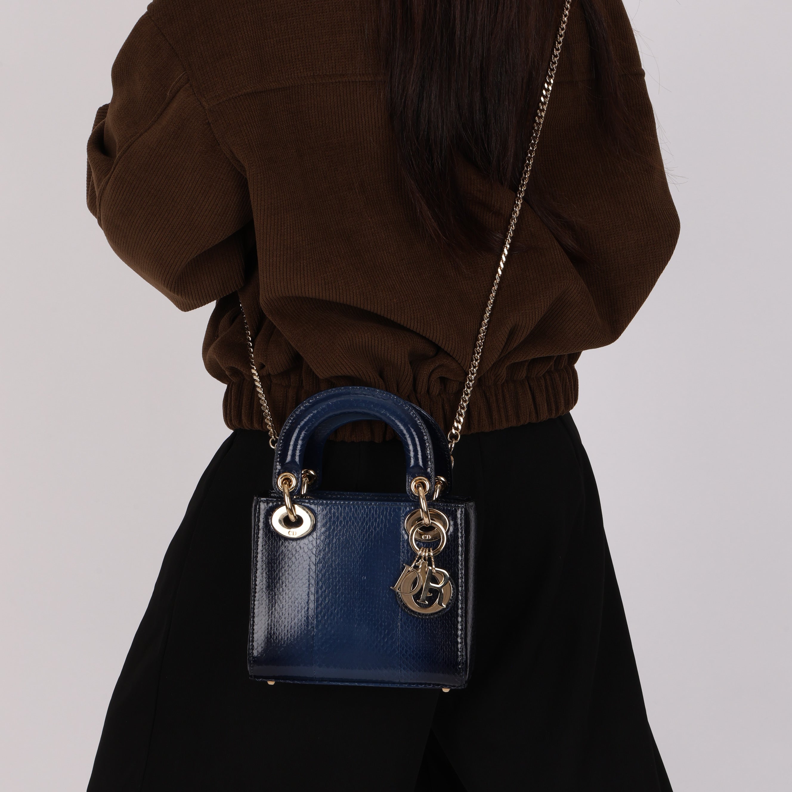 Dior Mini Lady Navy Python