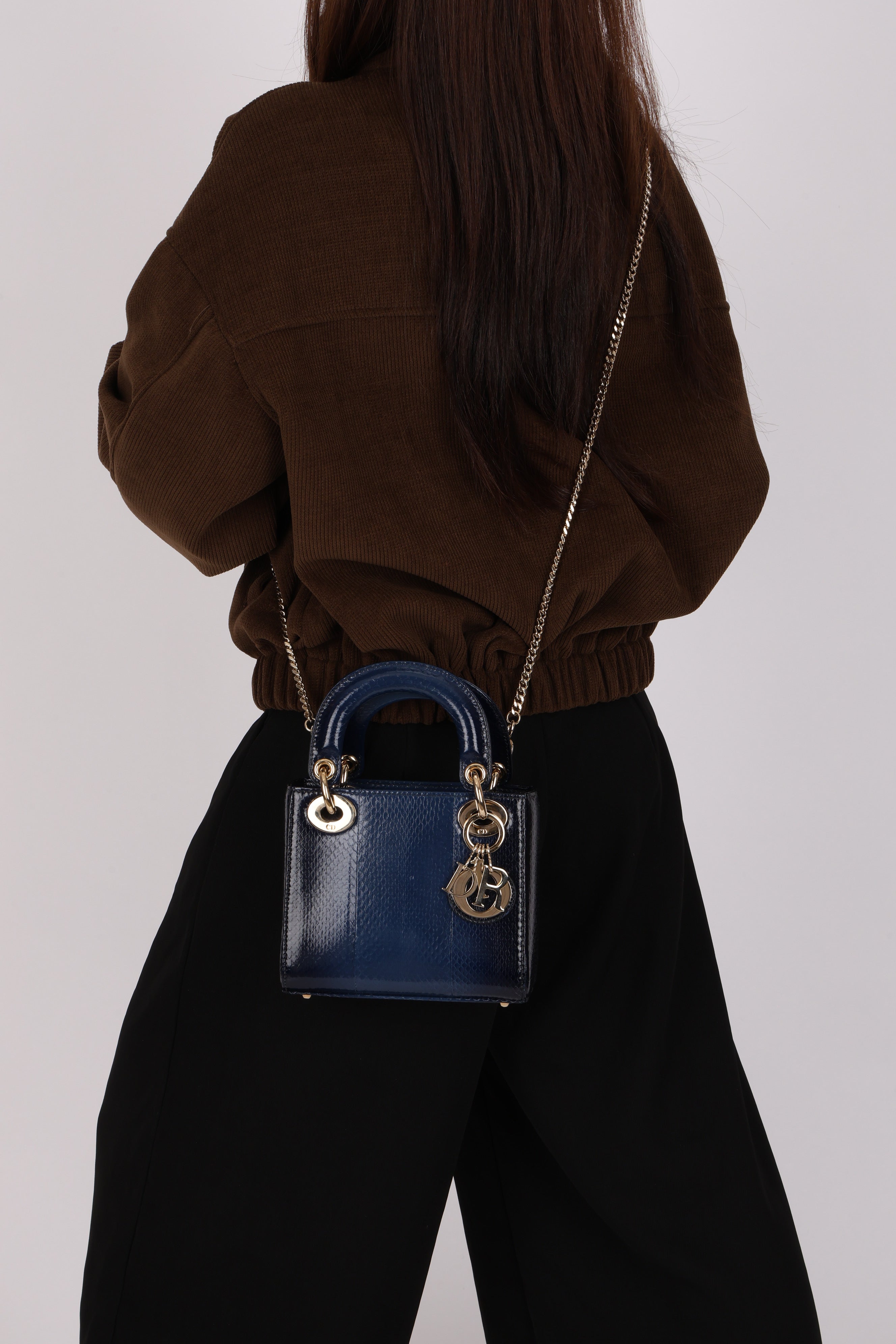Dior Mini Lady Navy Python