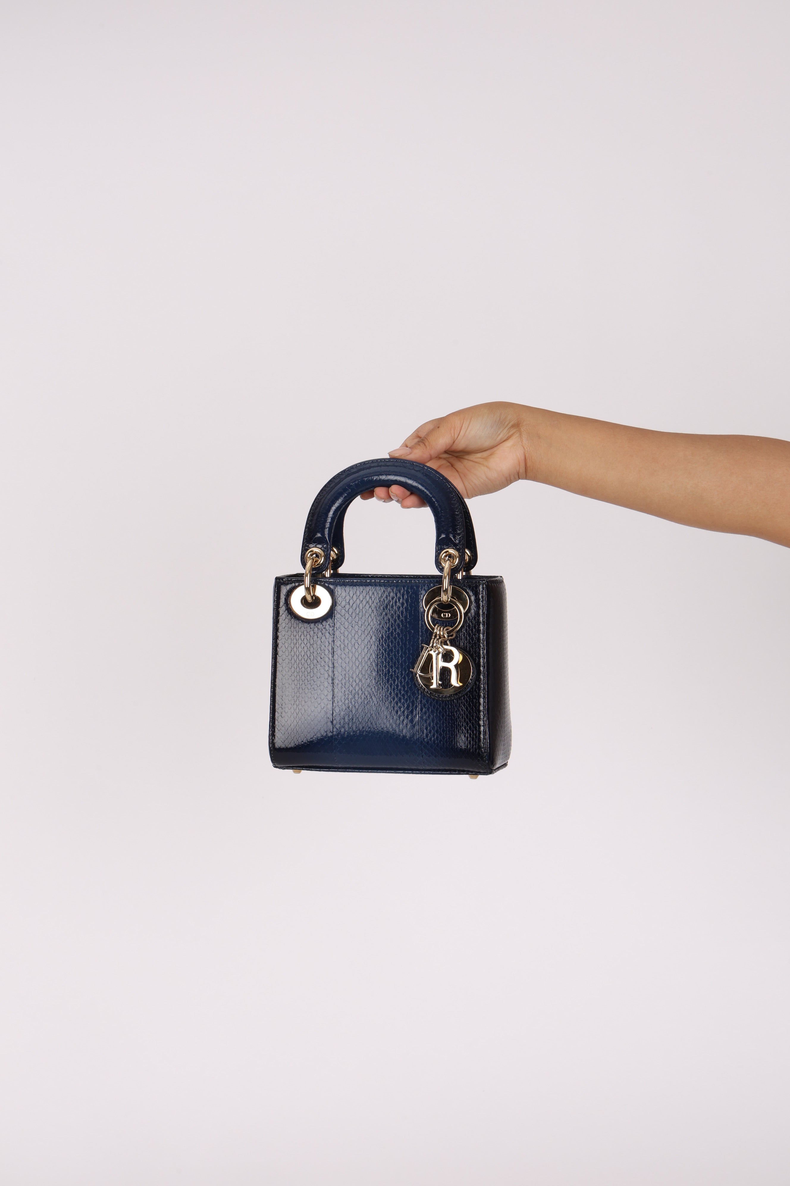 Dior Mini Lady Navy Python