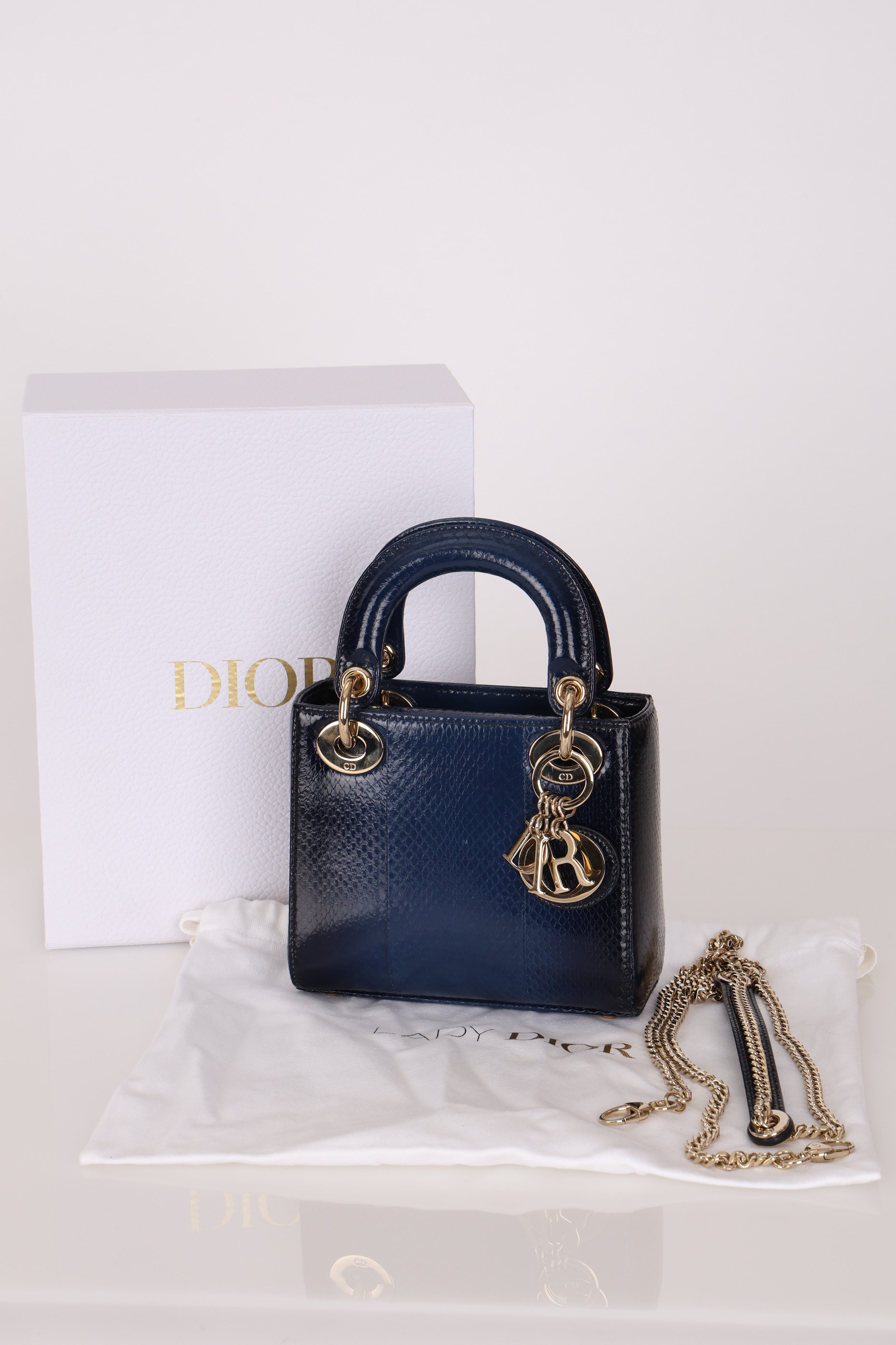 Dior Mini Lady Navy Python