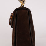 Gucci Medium Bamboo Top Handle 1947 Bag Brown Suede