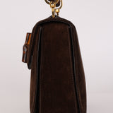 Gucci Medium Bamboo Top Handle 1947 Bag Brown Suede