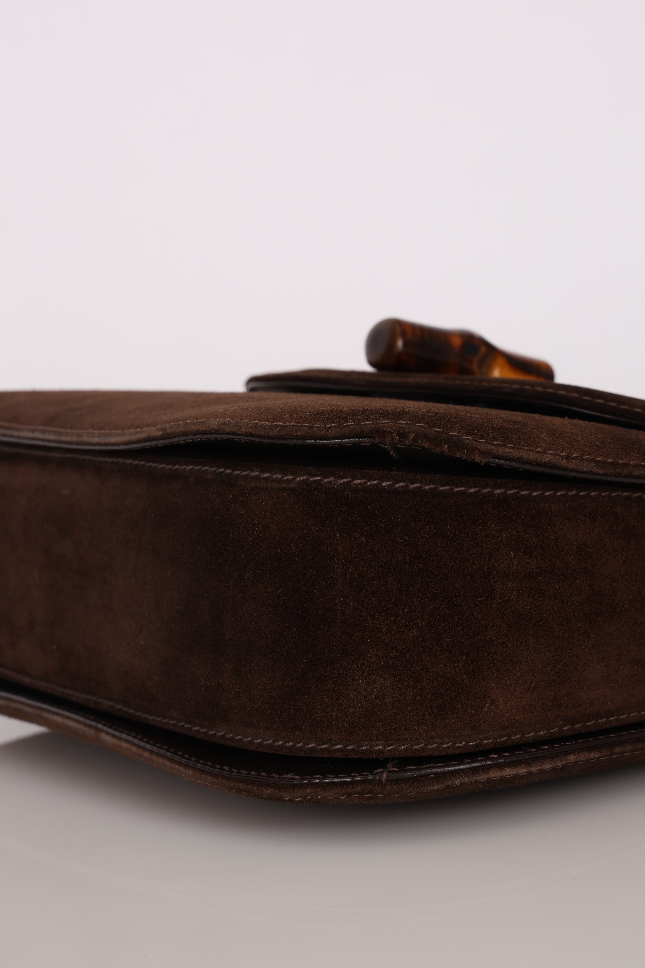 Gucci Medium Bamboo Top Handle 1947 Bag Brown Suede