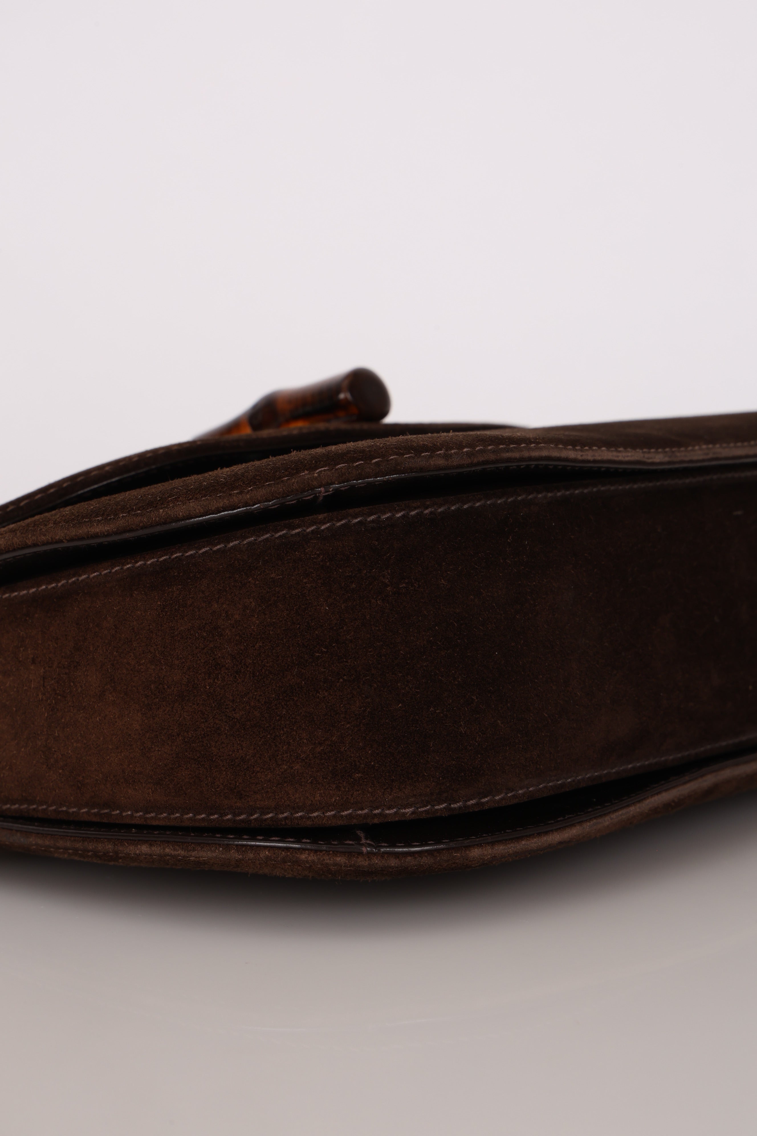 Gucci Medium Bamboo Top Handle 1947 Bag Brown Suede