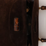 Gucci Medium Bamboo Top Handle 1947 Bag Brown Suede