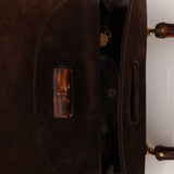 Gucci Medium Bamboo Top Handle 1947 Bag Brown Suede