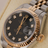 Rolex 18K Yellow Gold and Stainless Steel Lady-Datejust Noir Diamond Dial 26mm - Drop 23