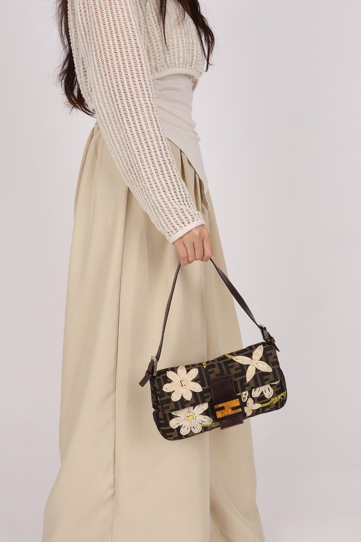 Fendi Zucca Floral Baguette
