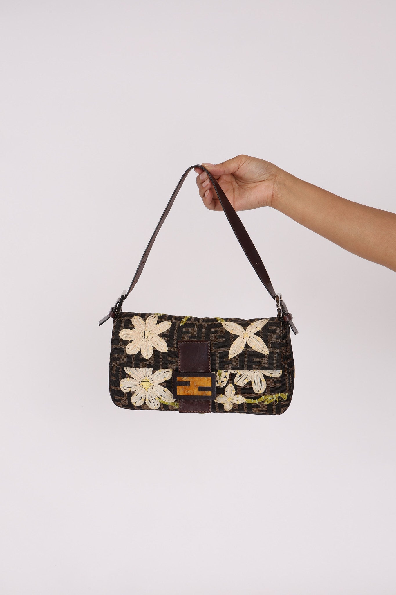 Fendi Zucca Floral Baguette