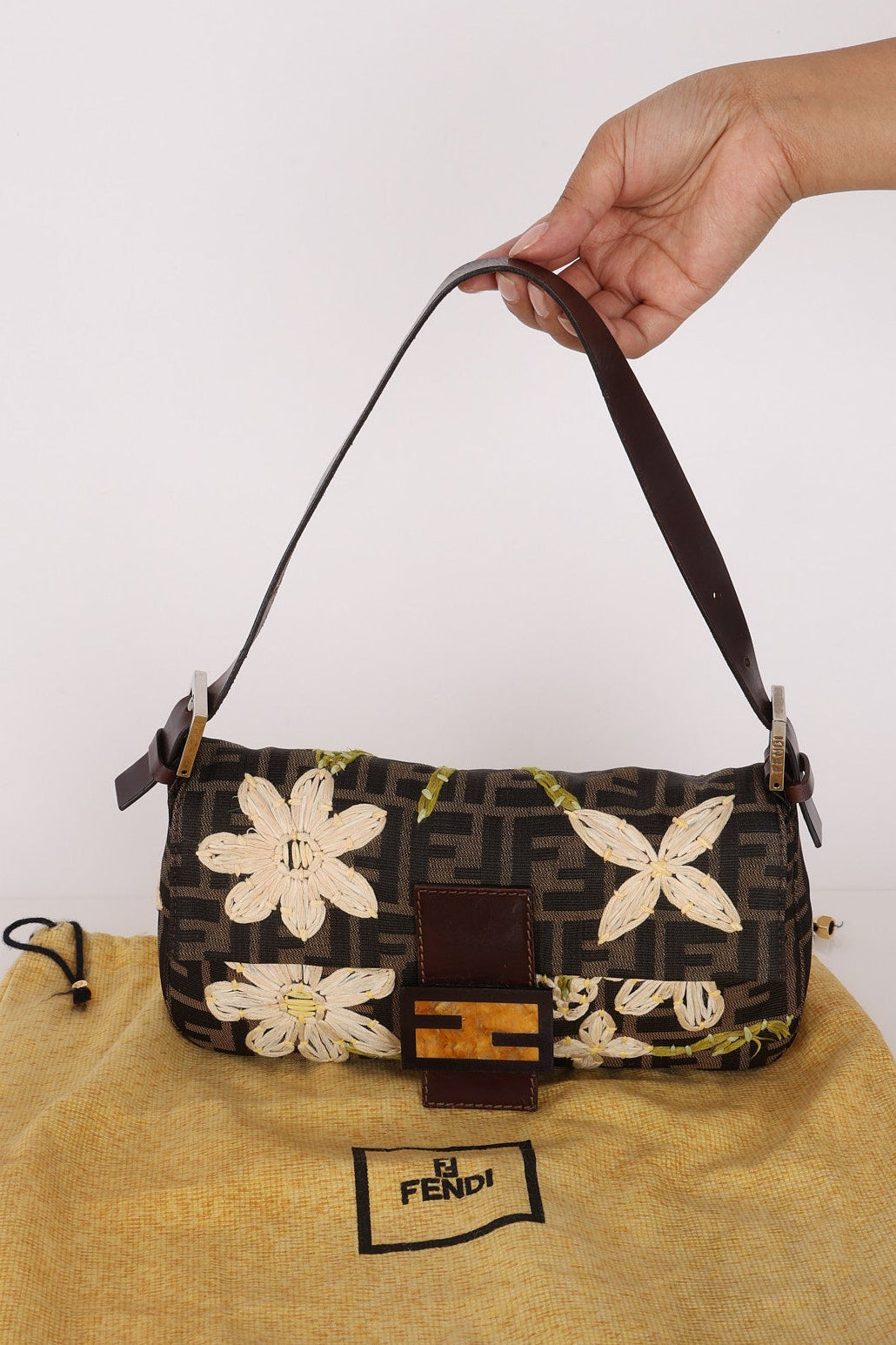 Fendi Zucca Floral Baguette