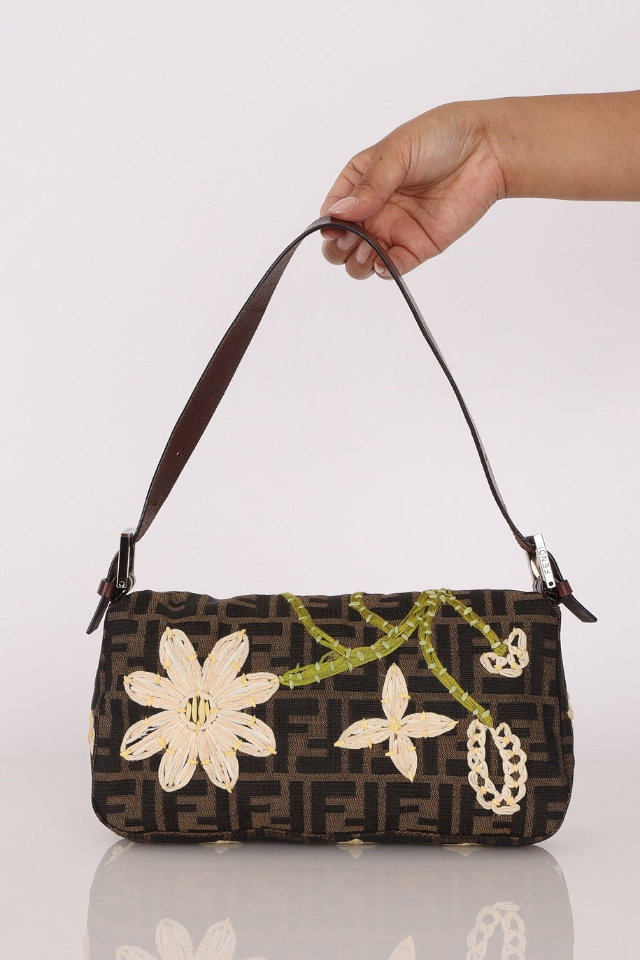 Fendi Zucca Floral Baguette