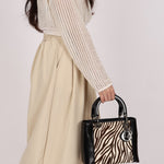 Dior Medium Lady Zebra Print Pony Hair and Black Patent