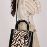Dior Medium Lady Zebra Print Pony Hair and Black Patent